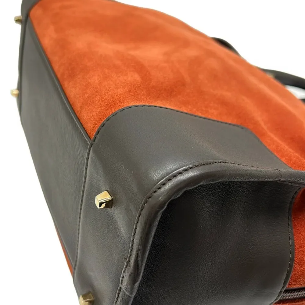 Loewe Amazona Handbag Brown Dark Brown Suede Leather